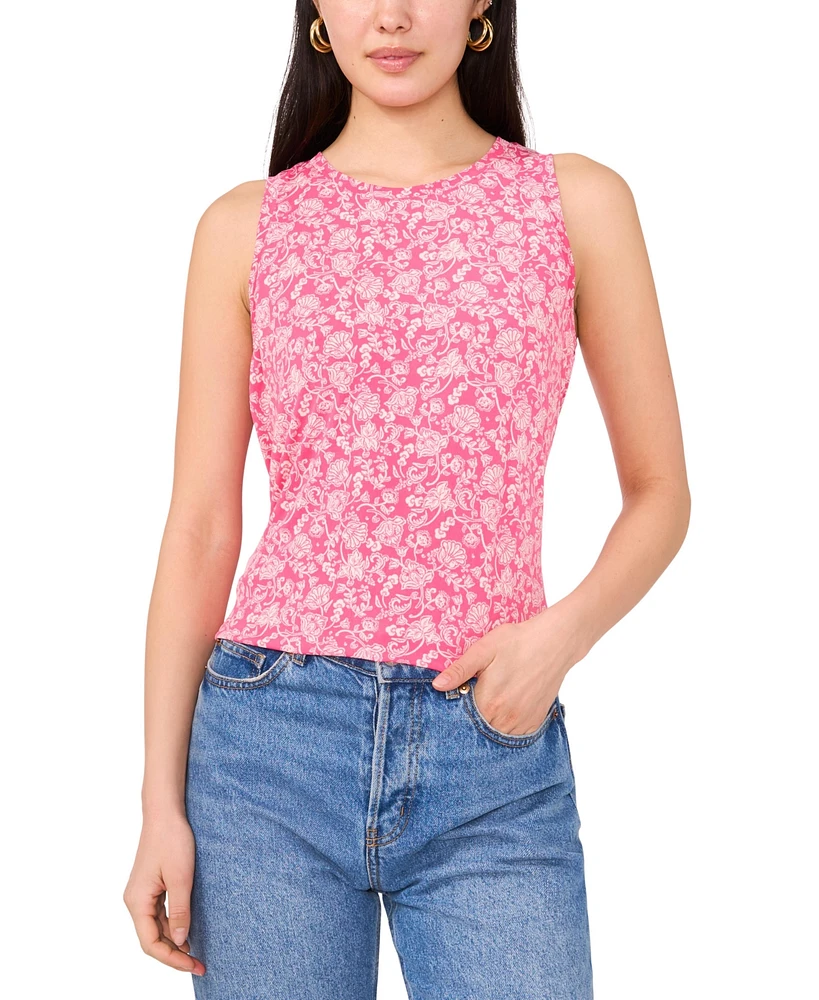 Vince Camuto Women's Printed Keyhole-Back Tank Top