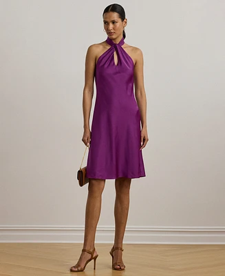 Lauren Ralph Women's Charmeuse Halter Cocktail Dress