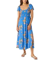 O'Neill Juniors' Larissa Printed Smocked Midi Dress