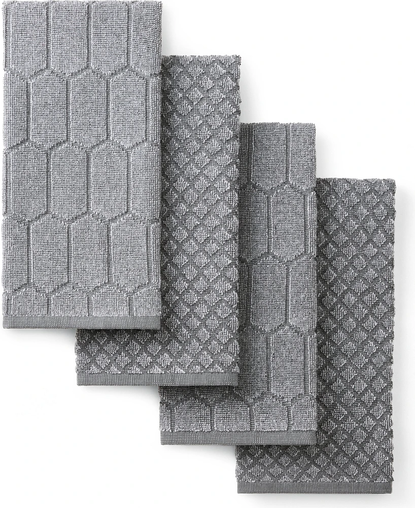 Martha Stewart Honeycomb Chambray Textured Cotton Kitchen Towel Set