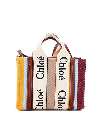 Pre-Owned Chloe Small Woody Convertible Tote Canvas with Leather
