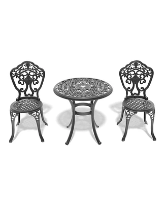 3-Piece Set Of All-Weather Cast Aluminum Dining Furniture Set With Black Frame