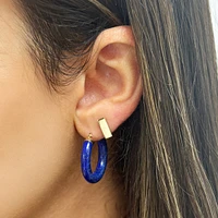 The Lovery Lapis Hoop Earrings 25 millimeters