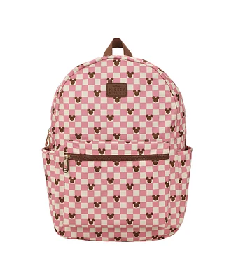 Disney Mickey Mouse Adult Pink Checkered 16.5" Travel Backpack