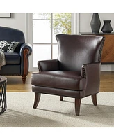 Hardamon Contemporary Leather Arm Chair with Nailhead Trim