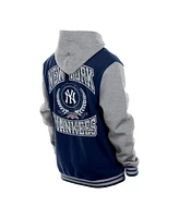 New Era Men's Navy York Yankees Throwback Prep Full-Snap Hoodie Jacket