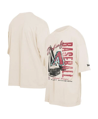 New Era Men's Cream Arizona Diamondbacks Cooperstown Collection Oversized Throwback Distressed T-Shirt