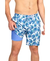 Tailorbyrd Men's Tropical Leaves Swim Shorts