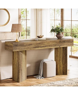 Tribesigns 63-Inch Farmhouse Console Table, Narrow Long Sofa Table Behind Couch, Wood Entry Console for Entryway, Living Room, Foyer, Rustic Brown
