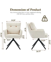 Dyhome Dining Chairs Set of 2, Mid Century Modern Swivel with Arm, Upholstered Accent Chair for Kitchen Living Room, Metal B