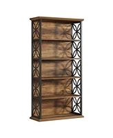 Tribesigns 6-Tier Tall Bookshelf Set of 2, 71" Industrial Bookcase with Metal Frame, Freestanding Open Storage Shelves for Home Office, Living Room, B
