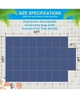 Pool Safety Cover for 20x40ft Inground Pools with End Step, Triple Stitched Mesh