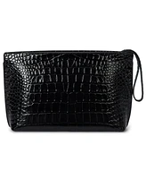 Lauren Ralph Crocodile-Embossed Leather Large Pouch