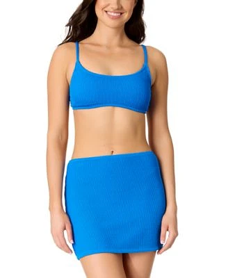 Salt Cove Juniors Rib Scrunch Scoop Neck Bralette Bikini Top Ribbed Pull On Cover Up Skirt Exclusively At Macys