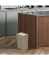 Boho 2-in-1 Trash Can and Hamper, 2.6 Gallon, Rattan, Press-Top Lid