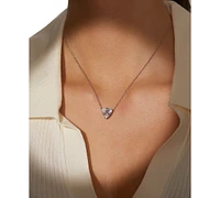 Eliot Danori Silver-Tone Cubic Zirconia Solitaire Pendant Necklace, 16" + 2" extender, Exclusively at Macy's
