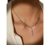Eliot Danori Silver-Tone Cubic Zirconia Triangle Lariat Necklace, 16" + 2" extender, Exclusively at Macy's