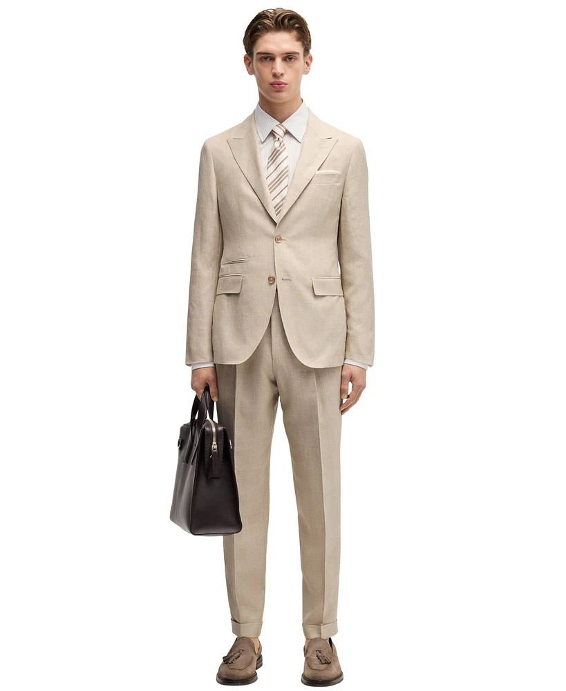 Boss by Hugo Men's Linen-Blend Slim-Fit Checked Suit
