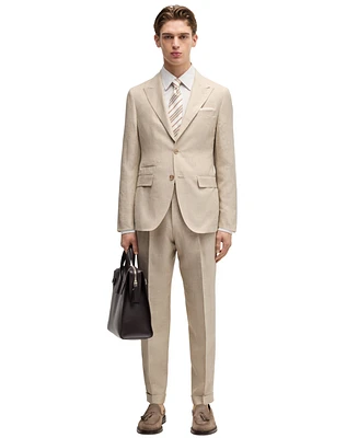 Boss by Hugo Men's Linen-Blend Slim-Fit Checked Suit