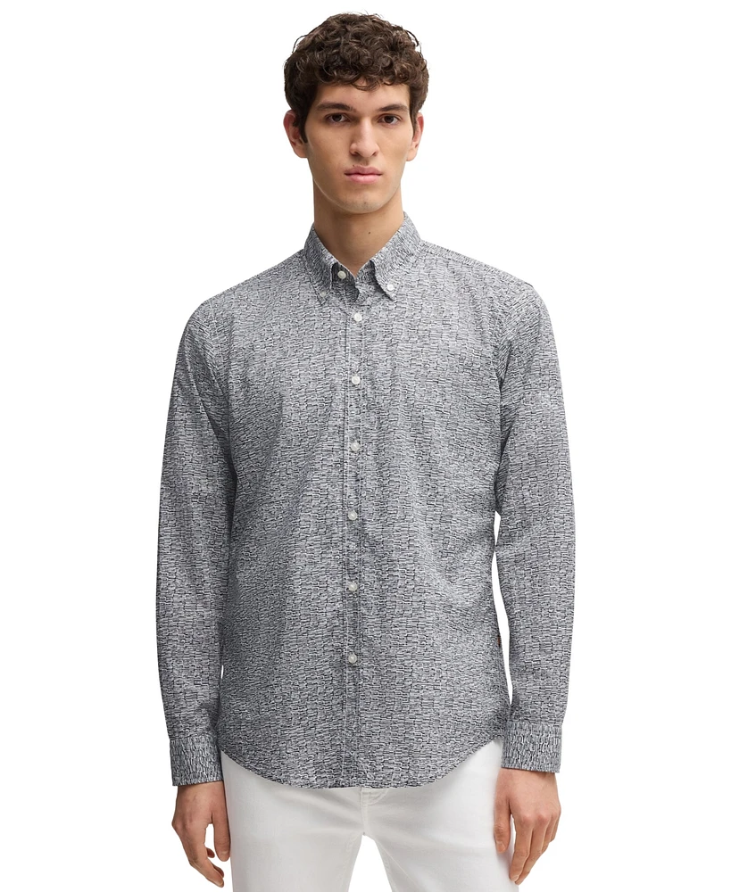 Boss by Hugo Men's Printed Cotton Poplin Regular-Fit Shirt