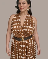 Donna Kaaran New York Plus Polka-Dot Belted Midi Dress