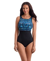 ShapeSolver Sport by Mimi Flamingo Women's Binded Highneck Tank One Piece Swimsuit