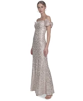 Eliza J Women's Bow-Trim Off-The-Shoulder Sequin Gown