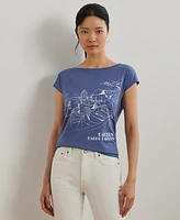 Lauren Ralph Petite Cotton-Blend Jersey Graphic Tee