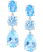Effy Sky Blue Topaz (10-5/8 ct. t.w.) & Swiss Blue Topaz (3/8 ct. t.w.) Linear Drop Earrings in Sterling Silver