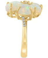 Effy Ethiopian Opal & Diamond (1/4 ct. t.w.) Flower Statement Ring in 14k Yellow Gold