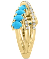Effy Turquoise (5x3mm) & Diamond (1/4 ct. t.w.) Statement Ring in 14k Yellow Gold