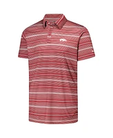 Columbia Men's Cardinal Arkansas Razorbacks Pfg Super Terminal Tackle Omni-Shade Stripe Polo Shirt