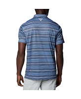 Columbia Men's Carolina Blue North Tar Heels Pfg Super Terminal Tackle Omni-Shade Stripe Polo Shirt
