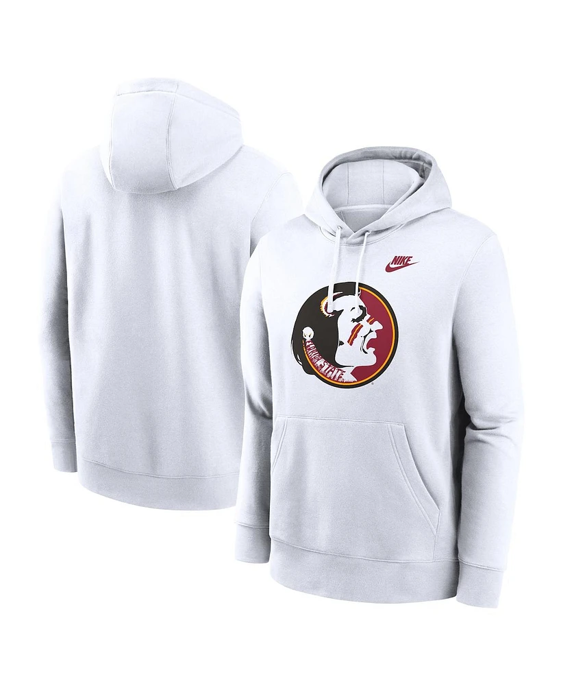 Nike Men's White Florida State Seminoles Legacy Logo Club Fleece Pullover Hoodie