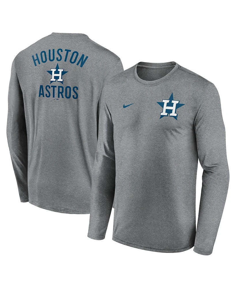 Nike Men's Heather Charcoal Houston Astros 2-Hit Legend Performance Long Sleeve T-Shirt