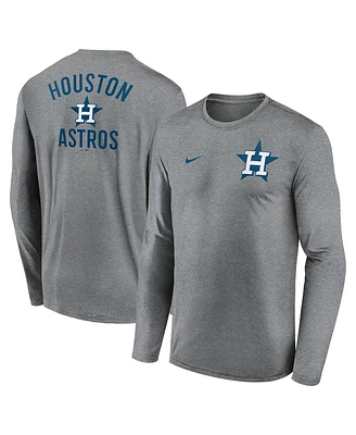 Nike Men's Heather Charcoal Houston Astros 2-Hit Legend Performance Long Sleeve T-Shirt