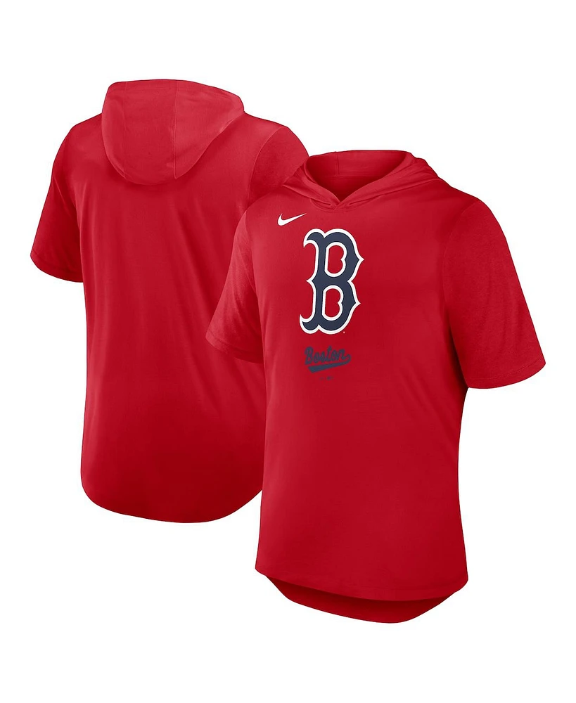 Nike Men's Red Boston Sox Tri-Blend Performance Hoodie T-Shirt
