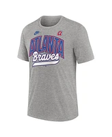 Nike Men's Heather Gray Atlanta Braves Cooperstown Collection Retro Tri-Blend T-Shirt