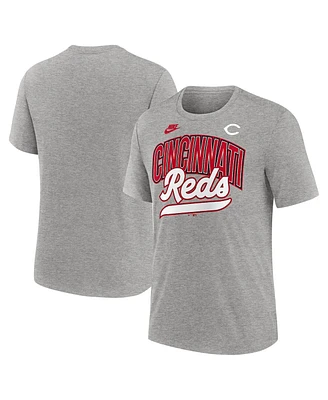 Nike Men's Heather Gray Cincinnati Reds Cooperstown Collection Retro Tri-Blend T-Shirt