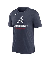 Nike Men's Heather Navy Atlanta Braves Logo Tri-Blend T-Shirt