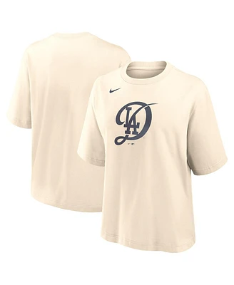 Nike Women's Natural Los Angeles Dodgers City Connect Logo Boxy T-Shirt