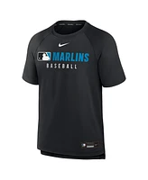 Nike Men's Black Miami Marlins Authentic Collection Pregame Raglan Performance T-Shirt