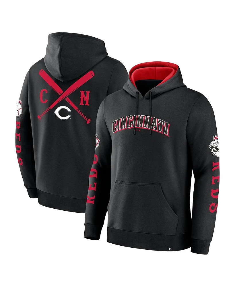 Fanatics Men's Black Cincinnati Reds Big City Legacy Fleece Pullover Hoodie