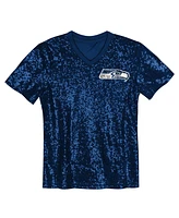 Outerstuff Big Girls 12 Fan College Navy Seattle Seahawks Sequin V-neck Fashion Jersey