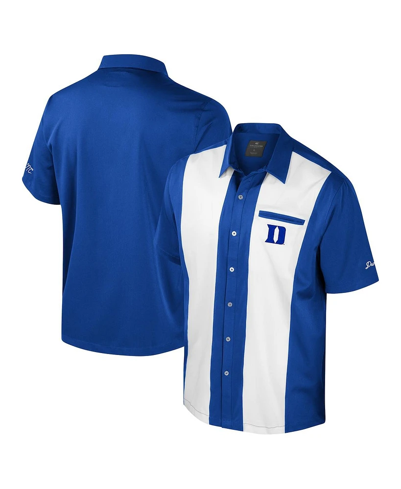 Colosseum Men's Royal Duke Blue Devils Strike Bowling Button-Up Shirt
