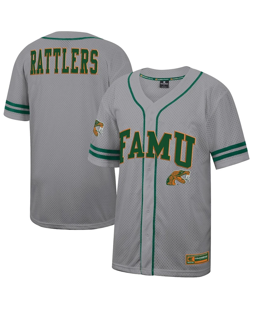 Colosseum Men's Gray Florida A & M Rattlers Free Spirited Baseball Jersey