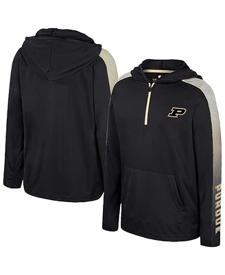 Colosseum Big Boys and Girls Black Purdue Boilermakers Lumen Long Sleeve Quarter-Zip Hooded Windshirt