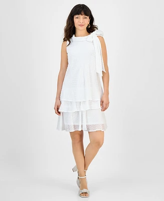 Robbie Bee Women's Bow-Neck Tiered Sleeveless Dress