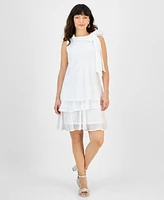 Robbie Bee Women's Bow-Neck Tiered Sleeveless Dress