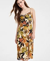 Row A Juniors' Scalloped Printed Slip Midi Dress